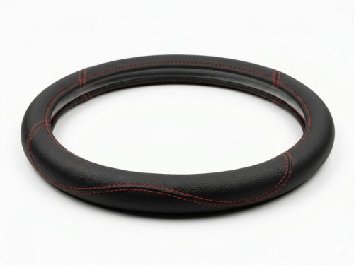  Bőrhatású kormányvédő piros varrással KV-HL03R