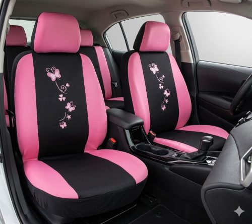 Pillangó Pink-Fekete Univerzális Autó Üléshuzat Szett  UL-AG23001B