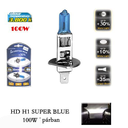 2 DB-os H1 Fehér izzó - 100W 12V H1SB+