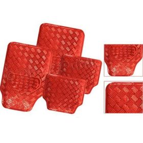   SZ-THM3025R Alumíniumhatású univerzális gumiszőnyeg autóba / 4 db-os - Piros 