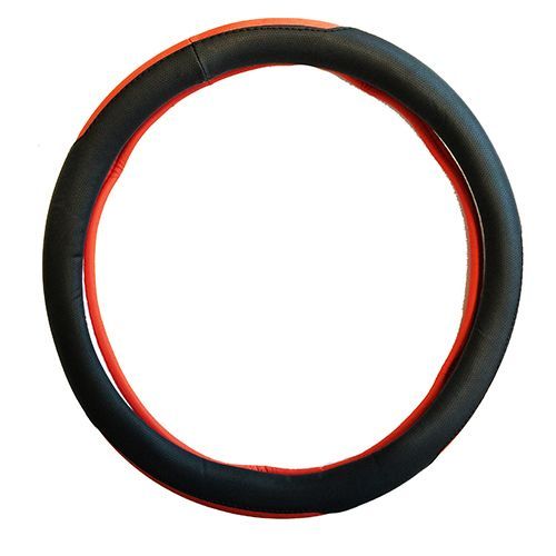 Műbőr sport mintás szellőző kormányvédő piros-fekete KV-HB23825/7-1r