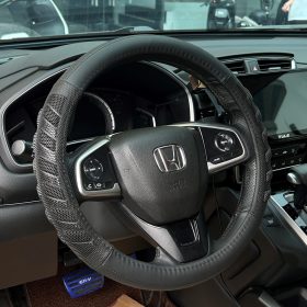 HD Bőr Kormányvédő 38cm Fekete 