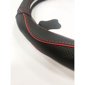 Valódi bőr kormányvédő SPORT KV-5057A - BLACK RED