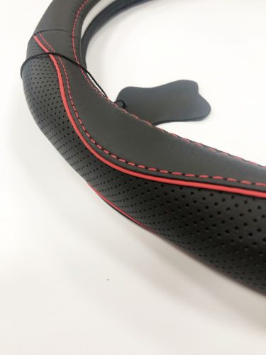 Valódi bőr kormányvédő SPORT KV-5057A - BLACK RED