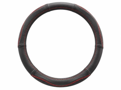 Valódi bőr kormányvédő SPORT KV-5057A - BLACK RED
