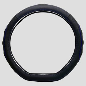   Fekete Bőr Kormányvédő "D" Típusú, Kék Betéttel, KV-5209D/BBL