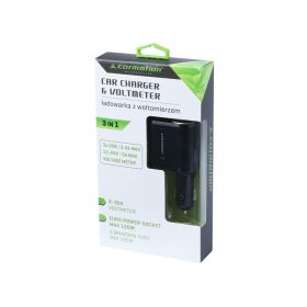 SZIVARGYUJTÓ VOLTMÉRŐVEL 12/24V 3X USB 5A  CM58710