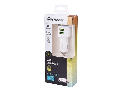 MYWAY Szivargyujtó + KÁBEL USB-C CSATLAKOZÓVAL 12 / 24V CM63005