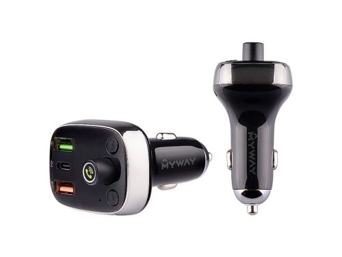 MYWAY TRANSMITTER FM-ADÓ USB-C VOLTMÉRŐVEL ÉS KIHANGOSÍTÓVAL 12 / 24V CM63011