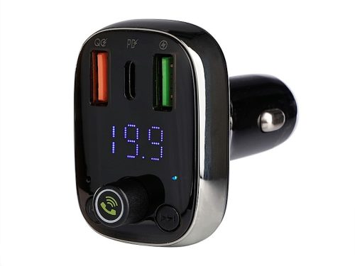 MYWAY TRANSMITTER FM-ADÓ USB-C VOLTMÉRŐVEL ÉS KIHANGOSÍTÓVAL 12 / 24V CM63011