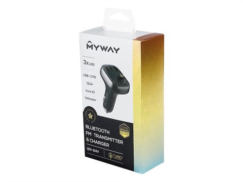 MYWAY TRANSMITTER FM-ADÓ USB-C VOLTMÉRŐVEL ÉS KIHANGOSÍTÓVAL 12 / 24V CM63011