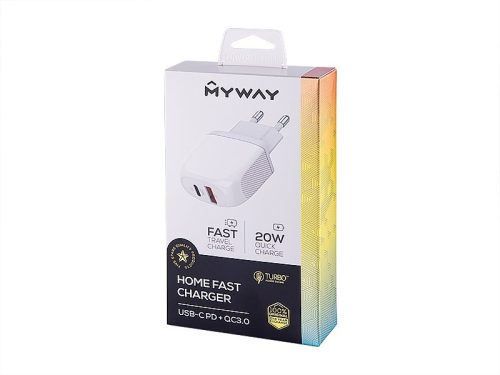 MYWAY FALI TÖLTŐ USB-C/USB 20W CM63046