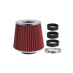   Kúpos légszűrő 155x130x120mm, piros/króm, adapterek: 60, 63, 70mm, 86004