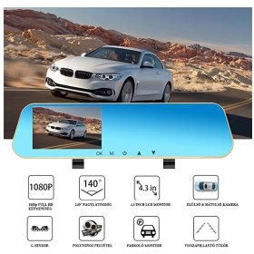   Visszapillantó tükörbe épített DVR eseményrögzítő és tolatókamera BGS106/ GZ-14356