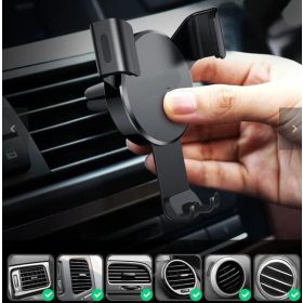   Gravity univerzális szellőzőre erősíthető autós telefontartó fekete színben  PDA-C1814