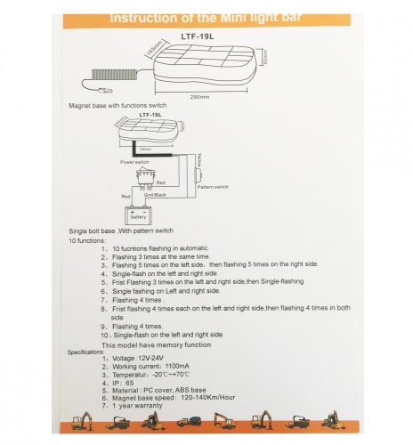 Tető Mini fényhíd 10 FUNKCIO E9 12/24V FL-LTF19L-R10