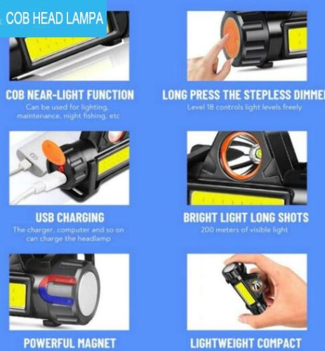 Nagy teljesítményű fényszóró LED fejlámpa akkus GZ-15824/16302