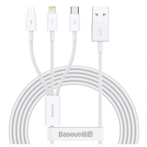 3 az 1-ben 1,2 m 3A gyorstöltésű kábel (lightning / microUSB / USB-C) GZ17927