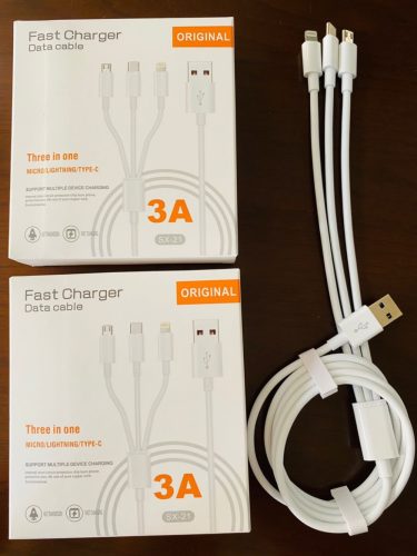 3 az 1-ben 1,2 m 3A gyorstöltésű kábel (lightning / microUSB / USB-C) GZ17927