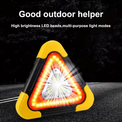 3in1 Napelemes COB LED elakadásjelző háromszög+Multifunkciós munkalámpa+USB töltő 