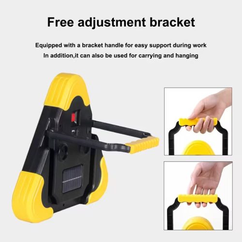 3in1 Napelemes COB LED elakadásjelző háromszög+Multifunkciós munkalámpa+USB töltő 