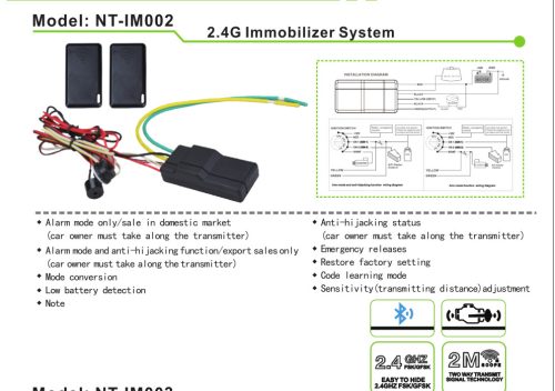 AV-IM002 IMMOBILIZER  indításgátló rendszer motorzárral , 2 darab távirányítóval 12 V DC