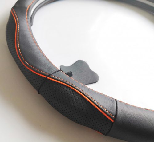 Valódi bőr kormányvédő SPORT KV-5057A - BLACK ORANGE