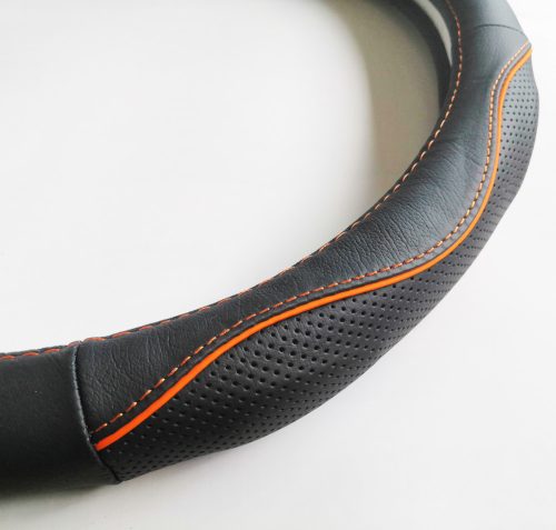 Valódi bőr kormányvédő SPORT KV-5057A - BLACK ORANGE