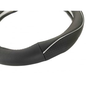 Valódi bőr kormányvédő sport KV-5057A - Black Silver