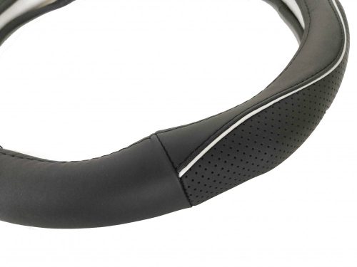 Valódi bőr kormányvédő sport KV-5057A - Black Silver