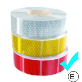   Fényvisszaverő szalag - szakaszos - “E” jeles - piros - 45m*5cm M-HR-3CRK_