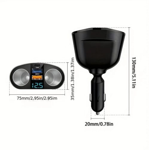 AE-M7/12-24V Dupla Szivargyújtó 2USB+Type-C 