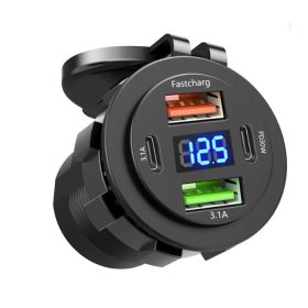    Beépíthető, 2USB-A, 2USB-C Töltő+Digi.Voltmérő /3.1A30W/12-40V MT-01
