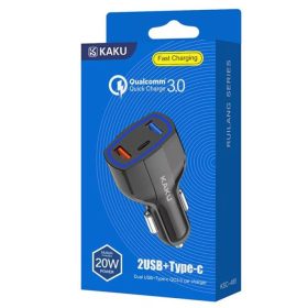   KAKUSIGA KSC-485 RUILANG DUPLA SZIVARGYÚJTÓ TÖLTŐFEJ 2X USB + 1X TYPE-C FEKETE