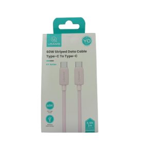 USAMS KY SJ696 USB TYPE-C/TYPE-C KÁBEL 2 MÉTER 60W PINK