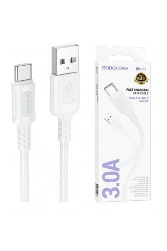Borofone BX111 Feliz kábel - Type C to USB - 60W 3A 1 méter fehér