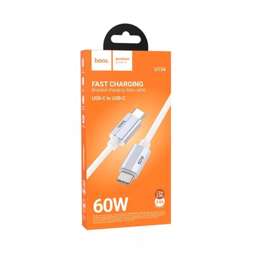Hoco U134 Primero USB Type-C/ Type-C Kábel 60W 1.2 Méter Szürke