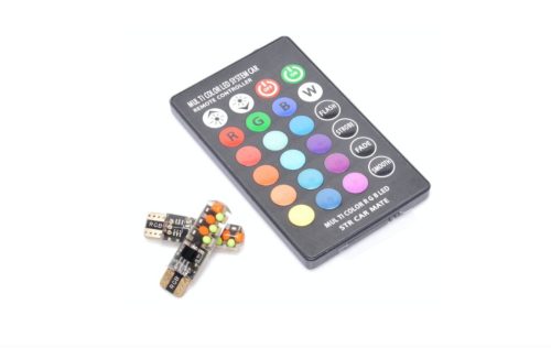  Távirányítós LED T10 W5W RGB / 12V 