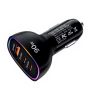 3 portos autós gyorstöltő RGB LED-fénygyűrűvel  QC30W,PD30-90W 