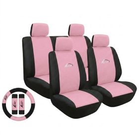   Univerzális 11 részes üléshuzat szett - rózsaszín-fekete UL-AG23001p