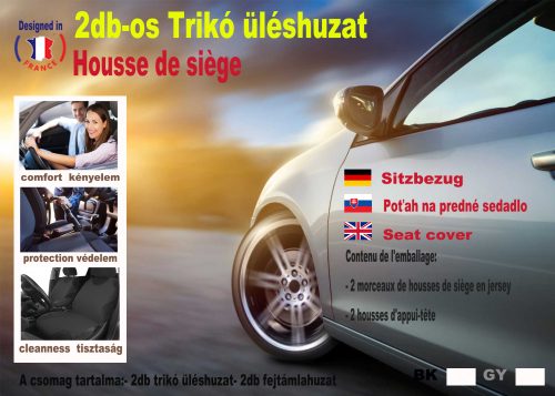 2DB-os Trikó üléshuzat - Hagyományos - fekete UL-TRIKOBK