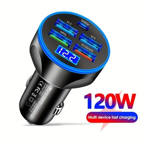 AE-W16577-6 Gyorstöltő és Digitális Feszültségmérő 4USB+1C