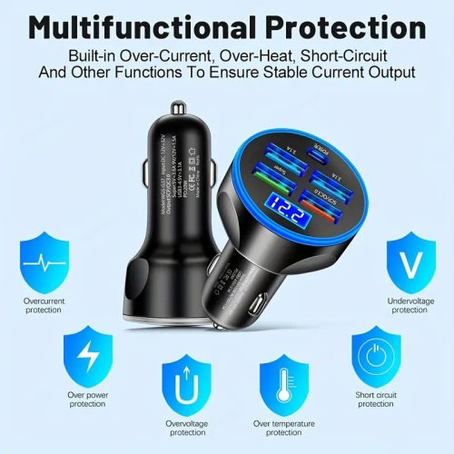 AE-W16577-6 Gyorstöltő és Digitális Feszültségmérő 4USB+1C
