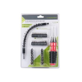   CSAVARHÚZÓ RUGALMAS BŐVÍTÉSSEL 30 CM, BITEK ÉS DUGÓK, 40 DB KIT. CM86200