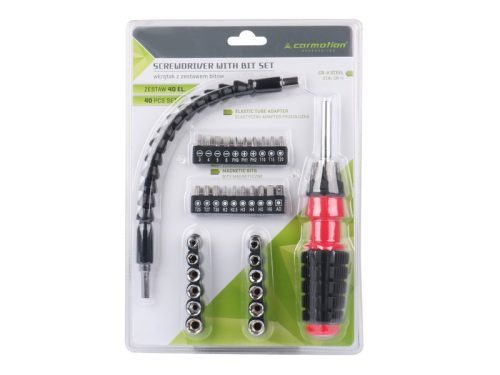 CSAVARHÚZÓ RUGALMAS BŐVÍTÉSSEL 30 CM, BITEK ÉS DUGÓK, 40 DB KIT. CM86200